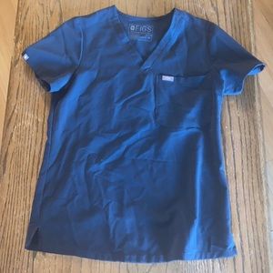 Figs Catarina 1 pocket scrub top dark harbour